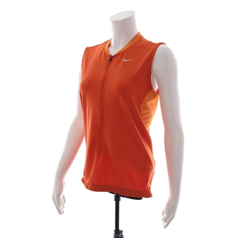 Nike Fit Dry Zip Closure Solid Orange Cycling Tank Top Womens Size M 8-10